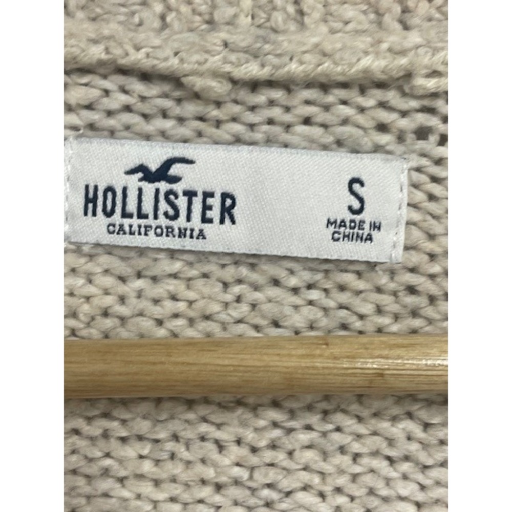Hollister Sweater Womens S Beige Cardigan Open Front Y2K Fuzzy Cozy Casual - Picture 5 of 9